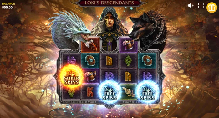 Loki's Descendants – spuštění funkce Serpent s diagonálními Wild symboly